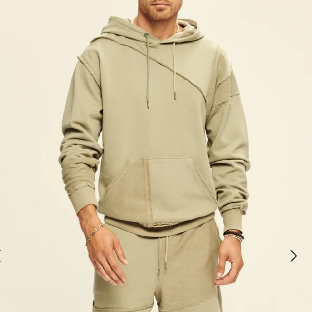 SER.O.YA Kendric Distressed Cotton Terry Hoodie In Moss